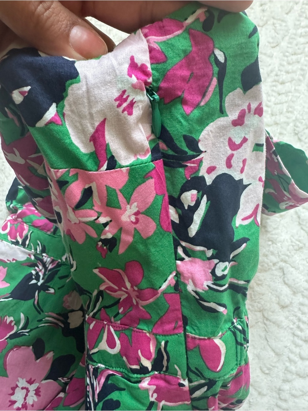 J.Crew Factory Floral Ruffle Trim Midi Dress Green Pink Sleeveless Size 12 - Picture 7 of 10